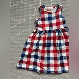 Emma & Elsa|Baby girl/toddler Red & Navy Plaid Checkered Sleeveless Dress•••4T